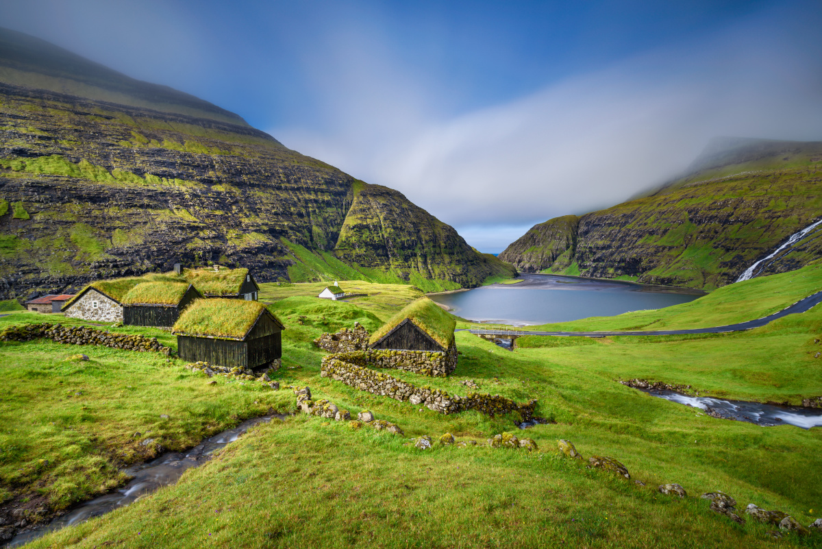 Village of Saksun located on the island of Streymoy, Faroe Islands, Denmark.