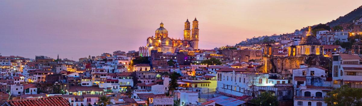 Taxco city at sunset in Mexico