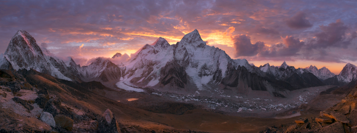 Mount Everest Range at sunrise