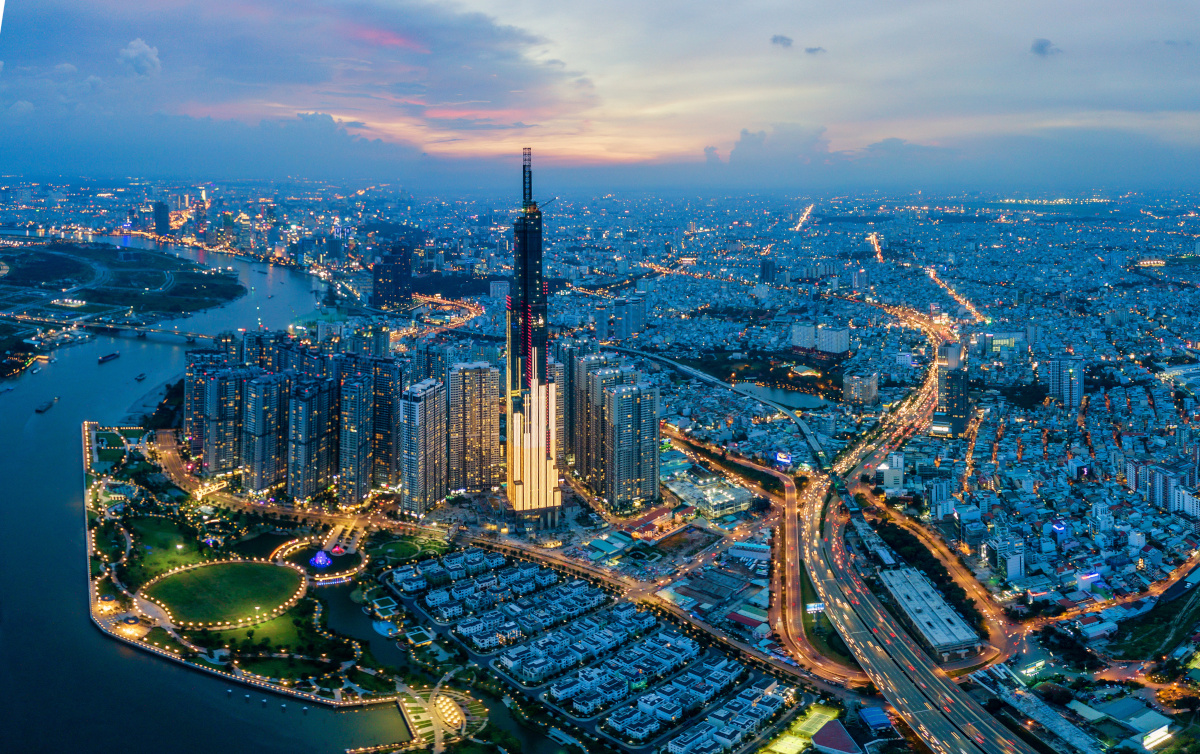Aerial cityscape of Saigon