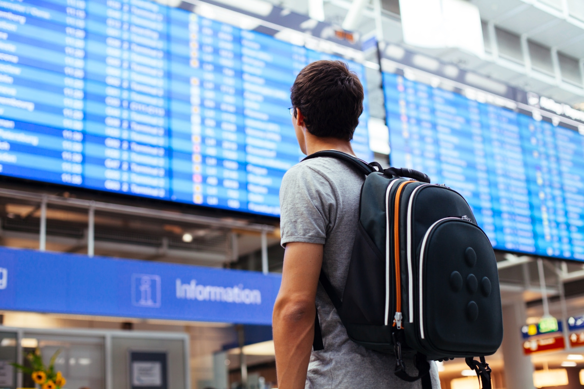 Student travelling through the airport