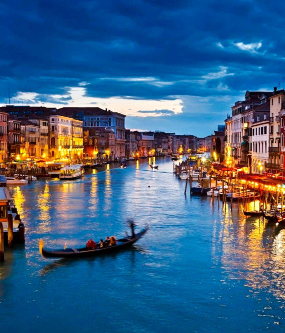 View across the Grand Canal in Venice at evening